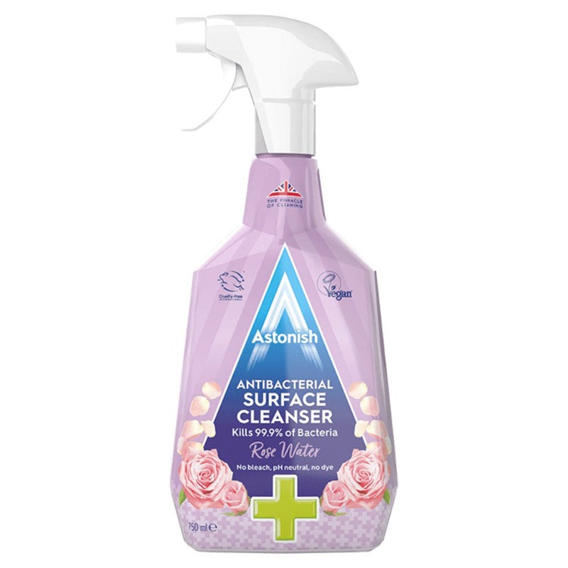 Astonish Antibacterial Surface Cleanser Rose Water 750ml - Case of 12