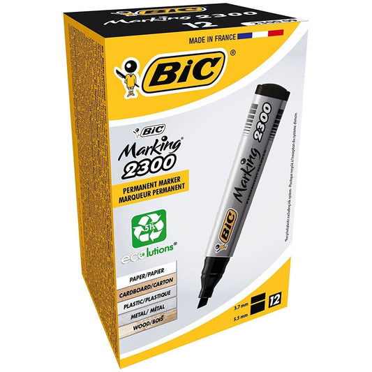 BiC Black Permanent Marker Pens - Box of 12