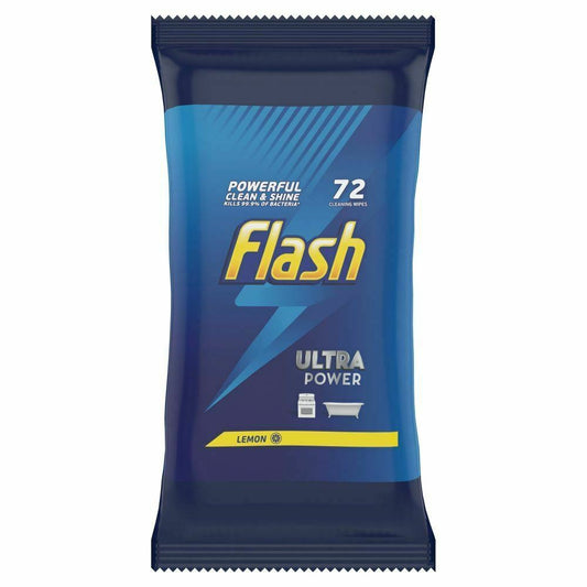 Flash Ultra Power Wipes 72 Pack Lemon